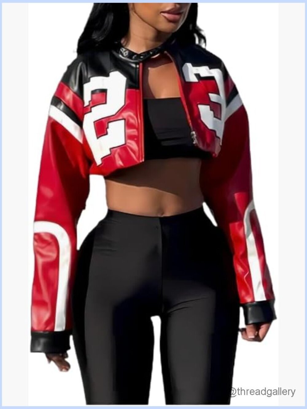 Cropped Faux Leather Motorcycle Bomber Jacket Streetwear Y2K
